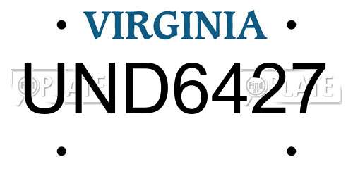 UND6427 Virginia License Plate