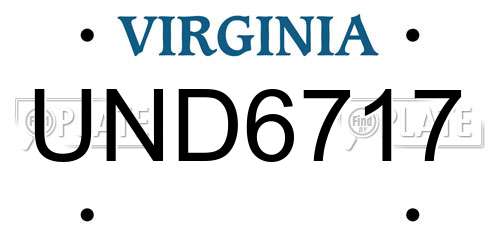UND6717 Virginia License Plate