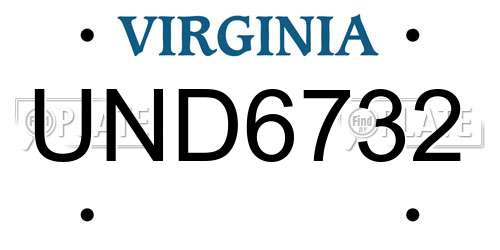 UND6732 Virginia License Plate