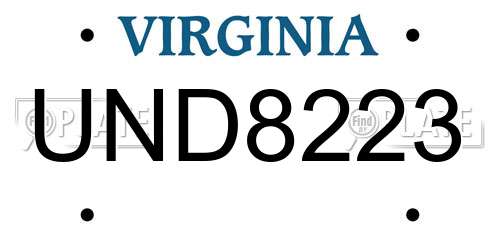 UND8223 Virginia License Plate