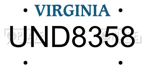 UND8358 Virginia License Plate