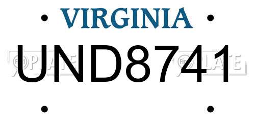 UND8741 Virginia License Plate