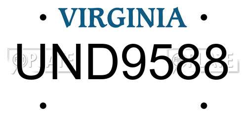 UND9588 Virginia License Plate