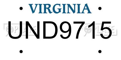 UND9715 Virginia License Plate