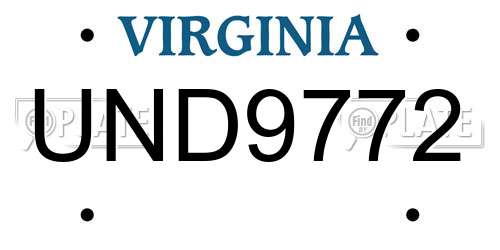 UND9772 Virginia License Plate
