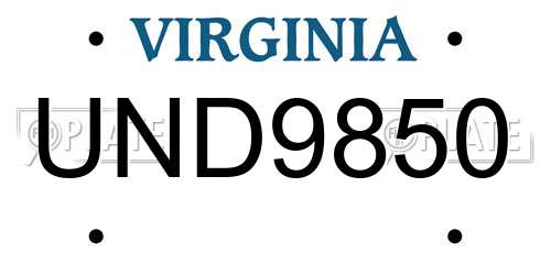UND9850 Virginia License Plate