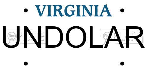 UNDOLAR Virginia License Plate