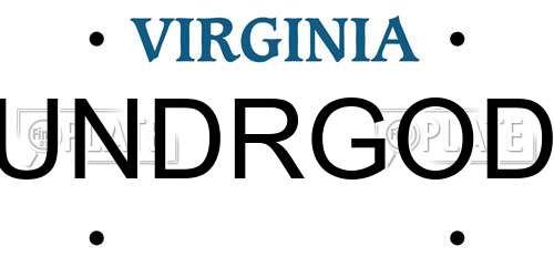 UNDRGOD Virginia License Plate