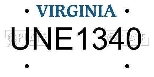 UNE1340 Virginia License Plate