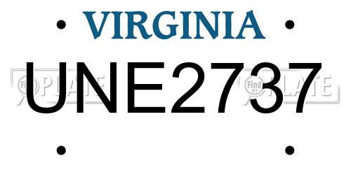 UNE2737 Virginia License Plate