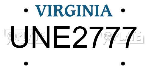 UNE2777 Virginia License Plate