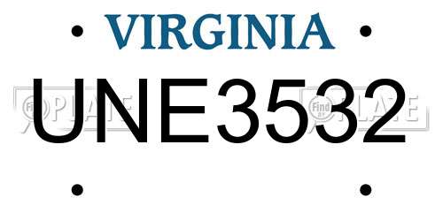 UNE3532 Virginia License Plate