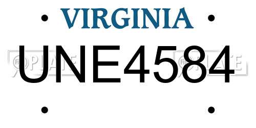 UNE4584 Virginia License Plate