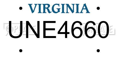 UNE4660 Virginia License Plate
