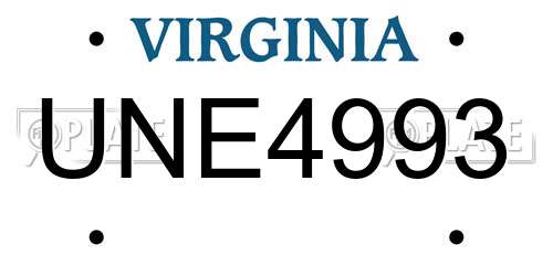 UNE4993 Virginia License Plate