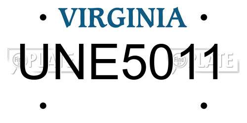 UNE5011 Virginia License Plate