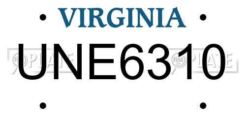 UNE6310 Virginia License Plate