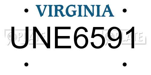 UNE6591 Virginia License Plate