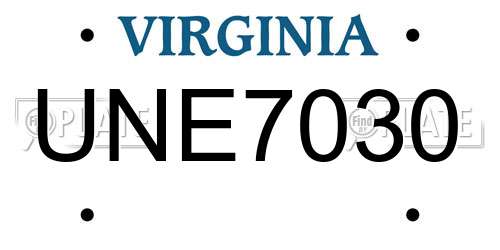 UNE7030 Virginia License Plate