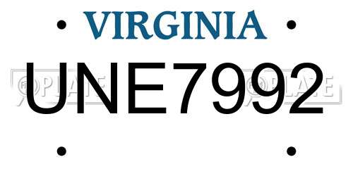 UNE7992 Virginia License Plate
