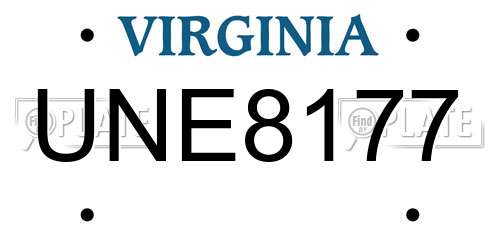 UNE8177 Virginia License Plate