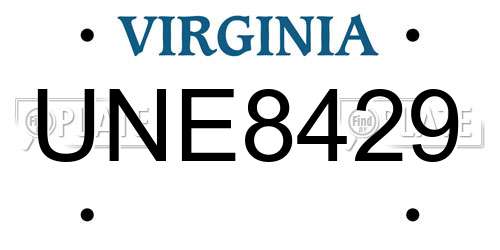 UNE8429 Virginia License Plate