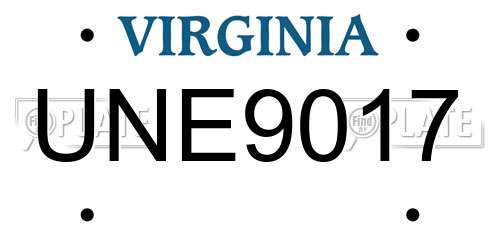 UNE9017 Virginia License Plate