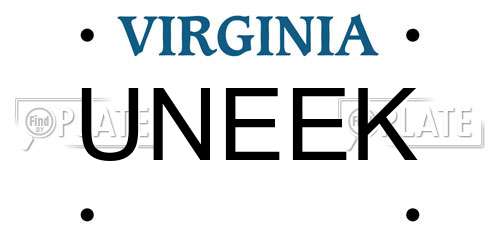 UNEEK Virginia License Plate