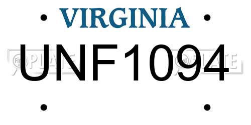 UNF1094 Virginia License Plate