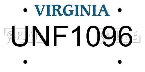 UNF1096 Virginia License Plate