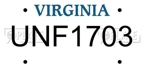 UNF1703 Virginia License Plate