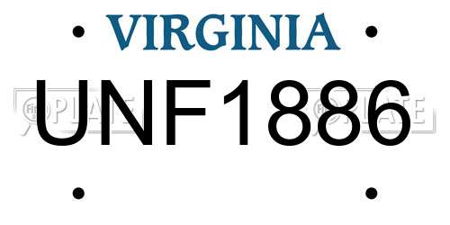 UNF1886 Virginia License Plate
