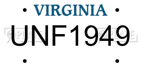 UNF1949 Virginia License Plate