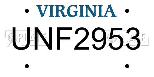 UNF2953 Virginia License Plate