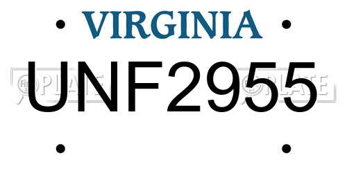 UNF2955 Virginia License Plate
