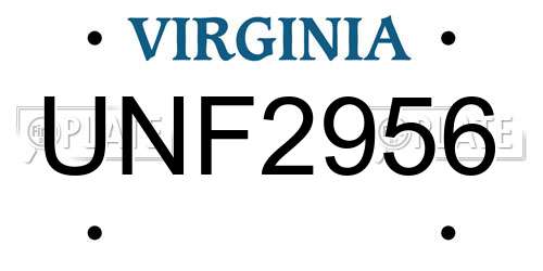 UNF2956 Virginia License Plate