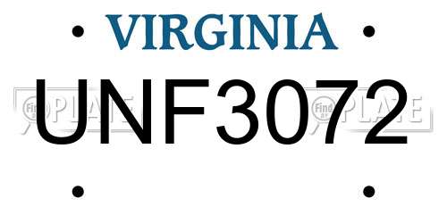 UNF3072 Virginia License Plate