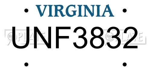 UNF3832 Virginia License Plate