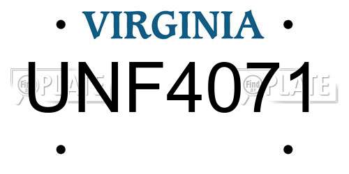 UNF4071 Virginia License Plate