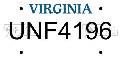 UNF4196 Virginia License Plate