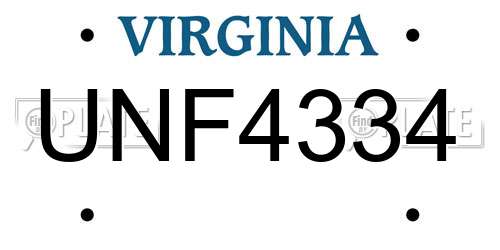 UNF4334 Virginia License Plate