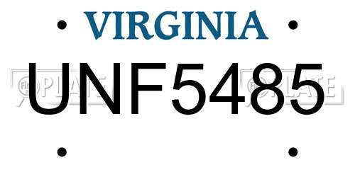 UNF5485 Virginia License Plate