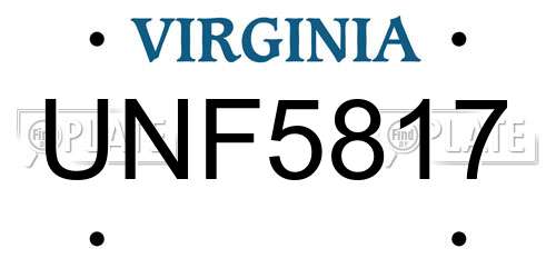 UNF5817 Virginia License Plate