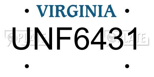 UNF6431 Virginia License Plate
