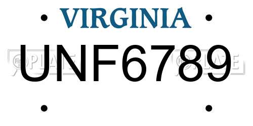 UNF6789 Virginia License Plate