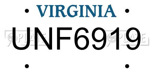 UNF6919 Virginia License Plate