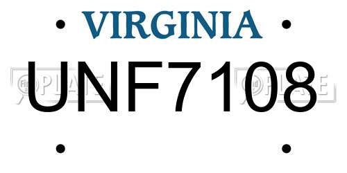 UNF7108 Virginia License Plate