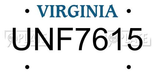 UNF7615 Virginia License Plate