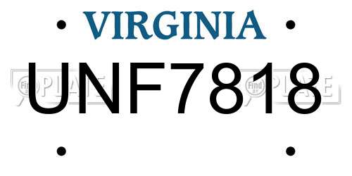 UNF7818 Virginia License Plate