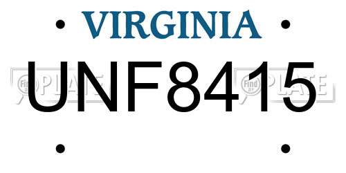 UNF8415 Virginia License Plate